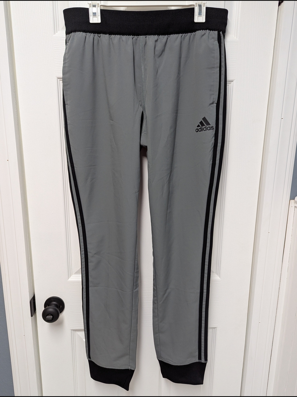 Adidas Men’s Gray Track Pants with Black Trim
